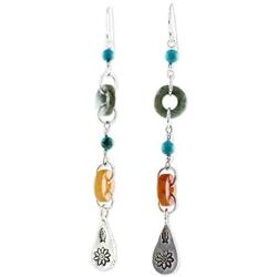 NOVICA Multi-Gem Blue Calcite .925 Sterling Silver Beaded Dangle Earrings, Hill Tribe Adventure