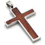 Xusamss Titanium Steel Wood Grain Cross Pendant 24'' Chain Necklace