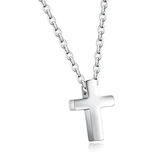 TEMICO Tiny Simple Cross Pendant for Children Boys Girls Stainless Steel Small Necklace with 16'' Chain TEMICO Tiny Simple Cross Pendant for Children Boys Girls Stainless Steel Small Necklace with 16'' Chain