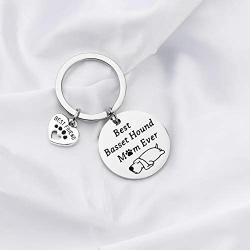FUSTMW Basset Hound Keychain Best Basset Hound Mom Ever Gifts Dog Mom Owner Basset Hound Gifts Dog Trainer Dog Lover Jewelry Gifts