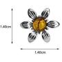 Sterling Silver Amber Flower Stud Earrings