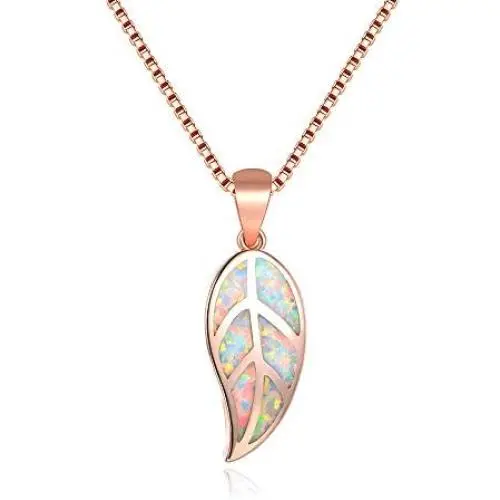 CiNily Opal Leaf/Flower Pendant Necklace for Women Silver Plated Jewelry Gift CiNily Opal Leaf/Flower Pendant Necklace for Women Silver Plated Jewelry Gift
