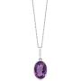 Gem Stone King 925 Sterling Silver Purple Amethyst Pendant and Earrings Set (15.00 Ct, 10X14MM Oval with 18 Inch Silver Chain)