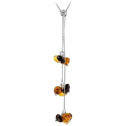 Sterling Silver Multicolor Amber Caramel Kiss Collection Y Necklace 19 Inches