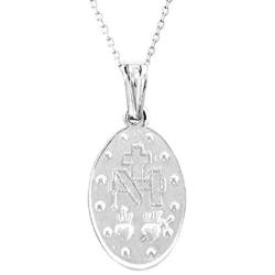 Ritastephens Italian Sterling Silver Miraculous Virgin Mary Medal Latin Prayer Charm Pendant Necklace(12mm, 15mm, 19mm)