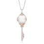 Jewelili Enchanted Disney Fine Jewelry 14K Rose Gold Over Sterling Silver 1/10Ctw Diamond Belle Key Pendant