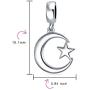 Inspirational Celestial Moon And Star Muslim Support Symbol Dangle Bead Charm For Women Teens 925 Sterling Silver Fits European Bracelet