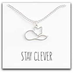Happy Kisses Fox Necklace – “Stay Clever” Message Pendant – Cute Charm Gift for Any Women or Kid Who Loves Foxes
