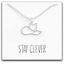 Happy Kisses Fox Necklace – “Stay Clever” Message Pendant – Cute Charm Gift for Any Women or Kid Who Loves Foxes