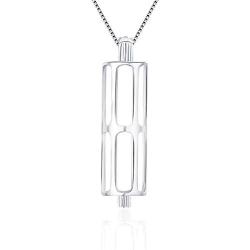 LGSY Sterling Silver Long Tube Pearl Cage Pendants for Women, Design Pearl Cage Pendants for Pearl Jewelry Making, Essential Oil Diffuser Lockets for Pearl Jewelry