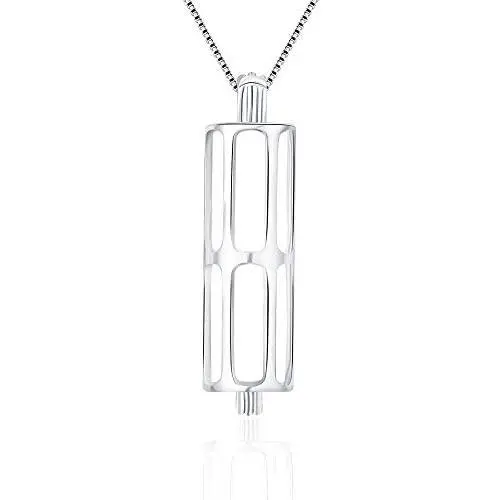 LGSY Sterling Silver Long Tube Pearl Cage Pendants for Women, Design Pearl Cage Pendants for Pearl Jewelry Making, Essential Oil Diffuser Lockets for Pearl Jewelry LGSY Sterling Silver Long Tube Pearl Cage Pendants for Women, Design Pearl Cage Pendants for Pearl Jewelry Making, Essential Oil Diffuser Lockets for Pearl Jewelry