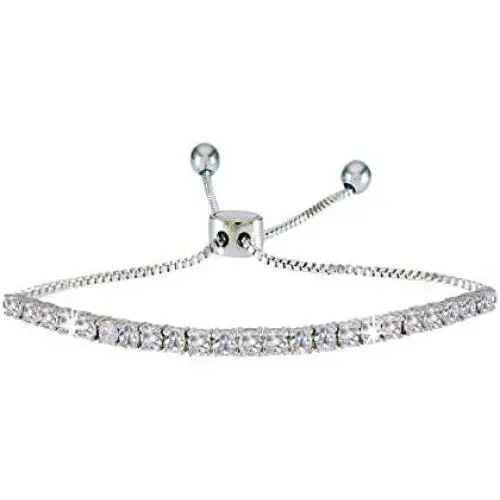 landau jewelry Womens Adjustable Pull Chain Tennis Bracelet