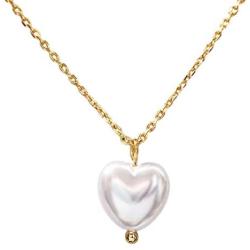 NA Heart Necklace Pearl | Pearl Necklace for Women | Chain and Pearl Necklace|18 Inch Length with 14K Gold Plated Chain | Teen Girl Gifts