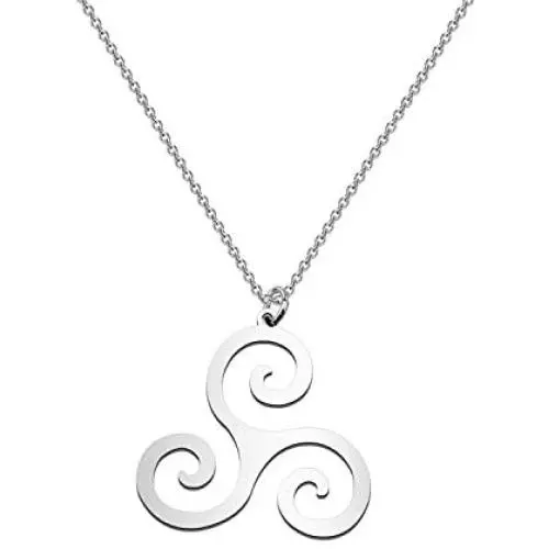 CENWA Stainless Steel Triple Spiral Necklace Emblem Amulet Talisman Charm