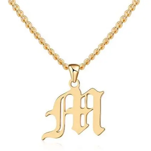 Funcok Personalized 925 Sterling Silver Old English Letter Necklace Custom Made with Any Initial Funcok Personalized 925 Sterling Silver Old English Letter Necklace Custom Made with Any Initial