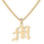 Funcok Personalized 925 Sterling Silver Old English Letter Necklace Custom Made with Any Initial