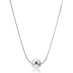 CISHOP Sterling Silver Ball Necklace Simple Polished Dot Pendant Necklace for Women
