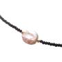 Sundysh Pearl Choker Necklace, Fashion Black Baroque Single Pearl Beaded Necklace Gemstone Short Collar Necklace for Women Girls 14“