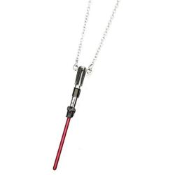 Star Wars Jewelry Womens Darth Vader Lightsaber Stainless Steel Pendant Necklace, Silver/Red, One Size