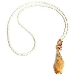 IVRRISS Boho Necklace Beaded Chain Necklace, Conch Shell Necklace