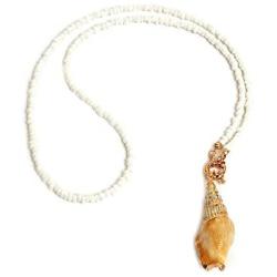 IVRRISS Boho Necklace Beaded Chain Necklace, Conch Shell Necklace