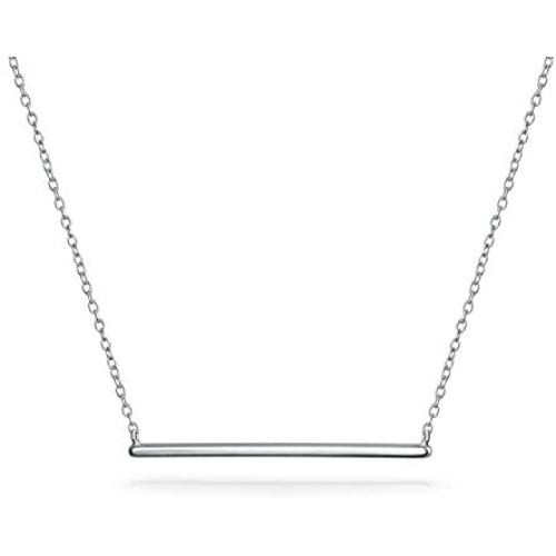 Thin Minimalist Sideways Horizontal Round Station Bar Pendant Necklace For Women For Teen Gold Plated Sterling Silver