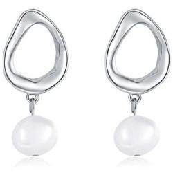 Freshwater Pearl Hoop Earrings 925 Silver Needle Platinum Plated Drop Dangle Earring Jewelry For Women Girls