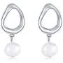 Freshwater Pearl Hoop Earrings 925 Silver Needle Platinum Plated Drop Dangle Earring Jewelry For Women Girls