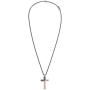 Steve Madden Stainless Steel Diagonal Design Cross Necklace for Men with 26 Inch Box Chain