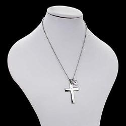Uloveido Mens Stainless Steel Cross Pendant Bible Verse Necklace with Real Mustard Seed Y632