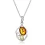 Sterling Silver Multi-Color Amber Oval Dangle Earrings and Chain Pendant Necklace Jewelry Set 18 Inches Sterling Silver Multi-Color Amber Oval Dangle Earrings and Chain Pendant Necklace Jewelry Set 18 Inches