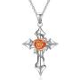 Step Forward Sterling Silver Cross Necklace for Women, Silver Rose Flower Cross Necklaces Jewelry for Girls and Friends and Mom