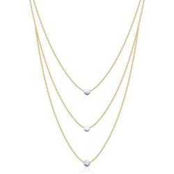 Opal Layered Gold Necklaces For Women | 14k Gold Dipped Ball Chain, 3 Tiered White Fire Opal, Gold Necklace | Dainty Opal Necklaces For Women | Celebrity Approved Opal Jewelry For Women
