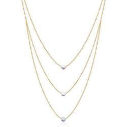 Opal Layered Gold Necklaces For Women | 14k Gold Dipped Ball Chain, 3 Tiered White Fire Opal, Gold Necklace | Dainty Opal Necklaces For Women | Celebrity Approved Opal Jewelry For Women