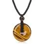 COLORFEY Tiger Eye Stone Pendant Necklace - Round Gemstone Tiger Eye Pendant Healing Energy Stone Pendant Chakra Necklace Adjustable 27'' COLORFEY Tiger Eye Stone Pendant Necklace - Round Gemstone Tiger Eye Pendant Healing Energy Stone Pendant Chakra Necklace Adjustable 27''