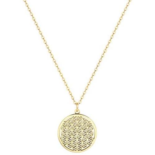 Happiness Boutique Women Flower of Life Necklace Gold Color Delicate Pendant Necklace Stainless Steel Jewelry