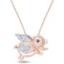 Jewel Zone US Black and White Natural Diamond Flying Pig Pendant Necklace 14k Gold Over Sterling Silver