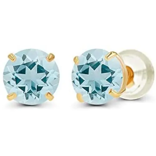 Solid 14K Yellow, White or Rose Gold 4mm Round Genuine Gemstone Birthstone Prong Set Stud Earrings For Women and Girls Solid 14K Yellow, White or Rose Gold 4mm Round Genuine Gemstone Birthstone Prong Set Stud Earrings For Women and Girls