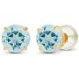 Solid 14K Yellow, White or Rose Gold 4mm Round Genuine Gemstone Birthstone Prong Set Stud Earrings For Women and Girls