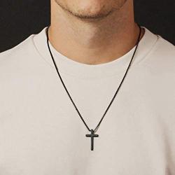 IEFSHINY Cross Necklace for Men, Stainless Steel Cross Pendant Necklaces for Men Pendant Chain 16-30 Inches Chain Gold Silver Black Cross Necklace