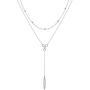 FLYOW Multi Layered Bar Necklace S925 Sterling Silver Beads Choker Marquise Cubic Zirconia Y Lariat Necklaces Long Chain Jewelry Gifts for Women Girls