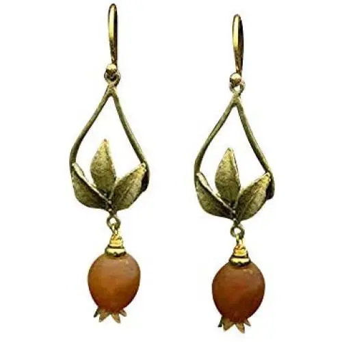Michael Michaud Pomegrante Tear Drop Wire Earrings 3541
