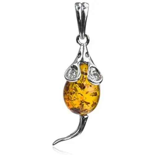 Amber Sterling Silver Mouse Pendant Amber Sterling Silver Mouse Pendant