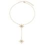 Savlano 14K Gold Plated Cubic Zirconia Round Cut Starburst 18 Inches Pendant Chain Necklace for Women & Girls