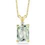 Gem Stone King Green Prasiolite and White Diamond 18K Yellow Gold Plated Silver Pendant Necklace For Women (6.62 Ct Octagon Checkerboard with 18 Inch Chain)