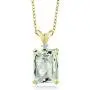 Gem Stone King Green Prasiolite and White Diamond 18K Yellow Gold Plated Silver Pendant Necklace For Women (6.62 Ct Octagon Checkerboard with 18 Inch Chain)