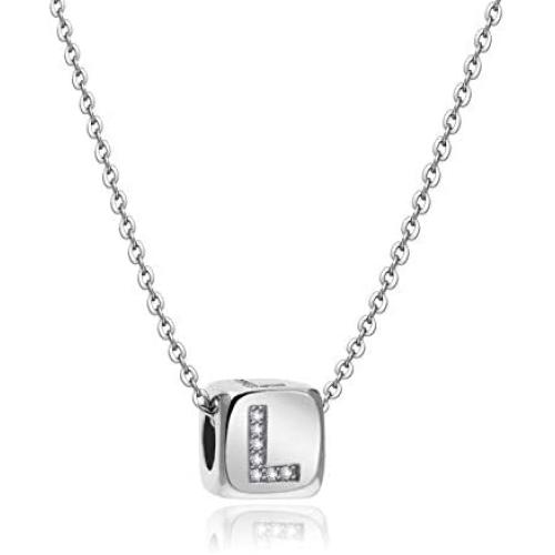 Luluadorn Alphabet A-Z 26 Letters Initial Necklace Capital Custom Name Initial Dice Peandant for Men Women Jewelry Birthday Gifts