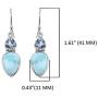 YoTreasure 1.61'' Larimar Blue Topaz Solid 925 Sterling Silver Dangle Earrings