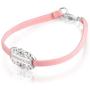 Small Heart Leather Pink Princess Word Name Plate ID Bracelet For Women For Teen 925 Sterling Silver 6 Inch