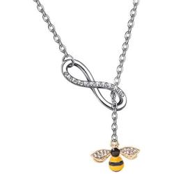 FUSTMW Crystal Bumblebee Pendant Necklace Infinity Love Charm Flying Honeybee Insect Jewelry Gifts (fts 3-8inch Wrist bee Bracelet)